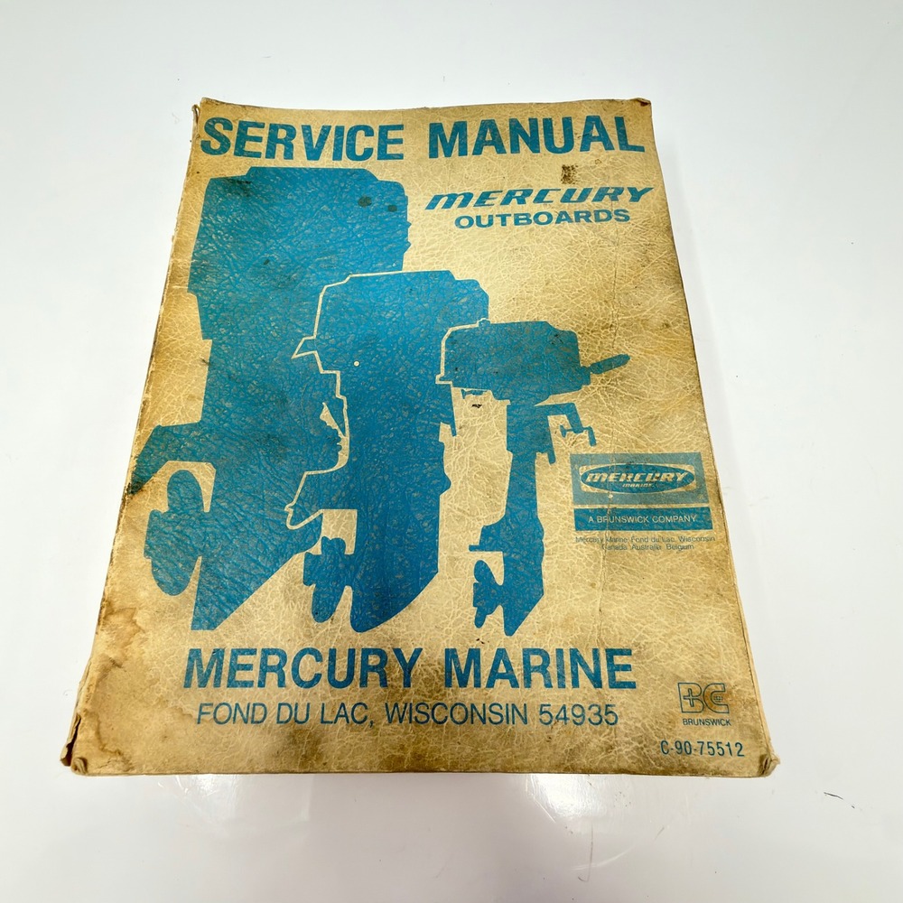 Mercury Marine Service Manual Outboards C-90-75512 Tan Blue Vintage Repair Guide
